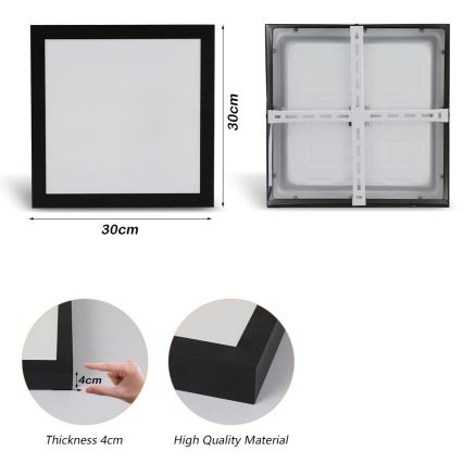Brilagi - LED-kattovalaisin kylpyhuoneeseen FRAME LED/24W/230V 30x30 cm 3000/4000/6000K IP44 musta