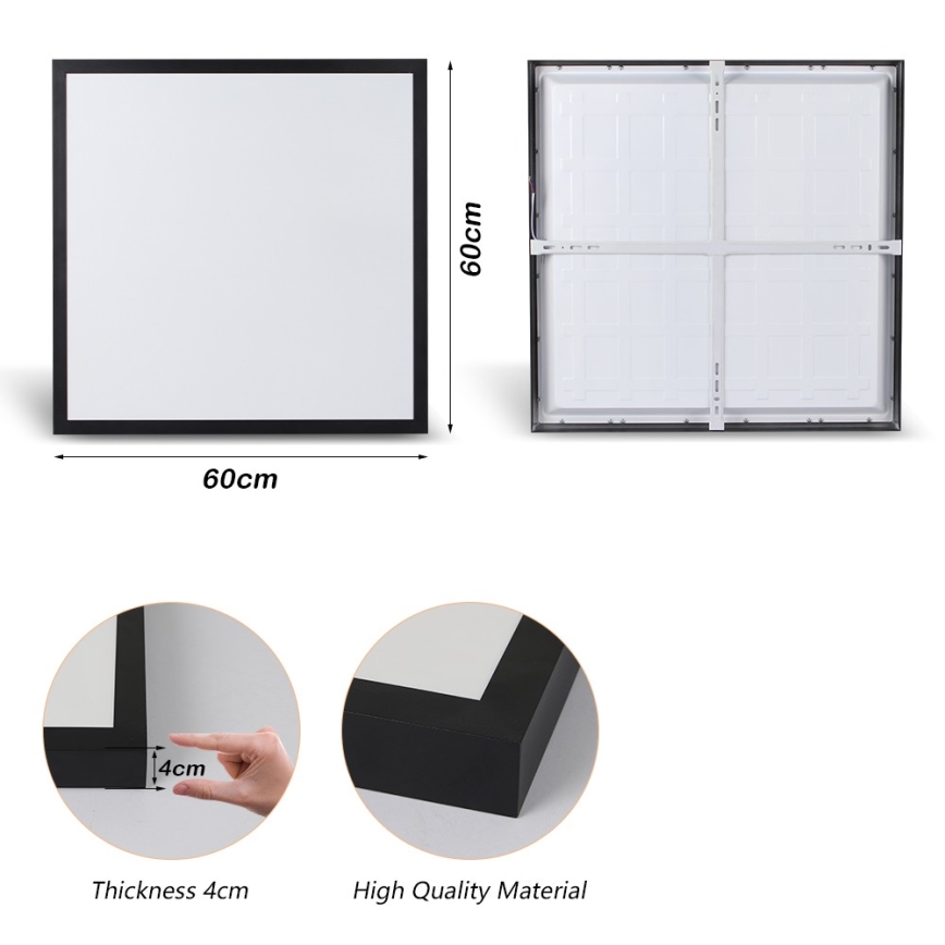 Brilagi - LED-kattovalaisin kylpyhuoneeseen FRAME LED/50W/230V 60x60 cm 3000/4000/6000K IP44 musta