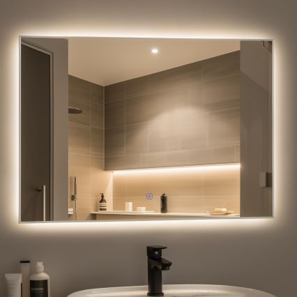 Brilagi - LED-kylpyhuonepeili DESIO LED/28W/230V 60x80 cm hopeanvärinen IP44 CRI 90 himmennettävä + CCT