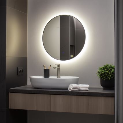 Brilagi - LED-kylpyhuonepeili VENA BLACK LED/19W/230V Ø 60 cm IP44 CRI 90 himmennettävä + CCT