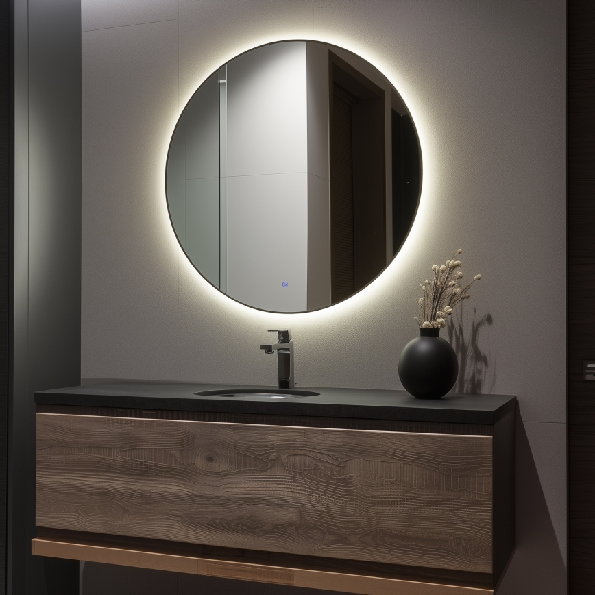 Brilagi - LED-kylpyhuonepeili VENA BLACK LED/32W/230V halkaisija 100 cm IP44 CRI 90 himmennettävä + CCT