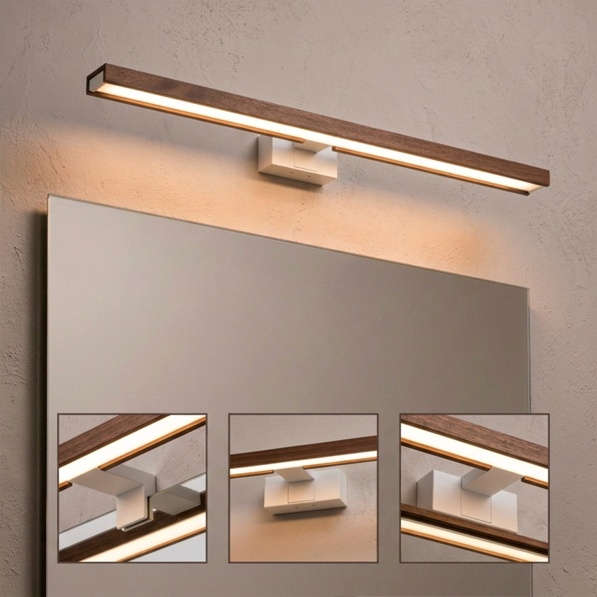 Brilagi - WOODY MIRROR 3v1 LED-kylpyhuoneen peilivalaisin LED/15W/230V 80 cm IP44 valkoinen/tammi kirsikka