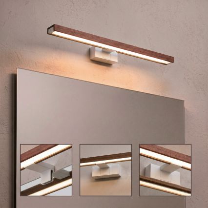 Brilagi - LED-kylpyhuoneen peilivalaisin 3-in-1 WOODY MIRROR LED/12W/230V 60 cm IP44 valkoinen/tammi-kirsikka