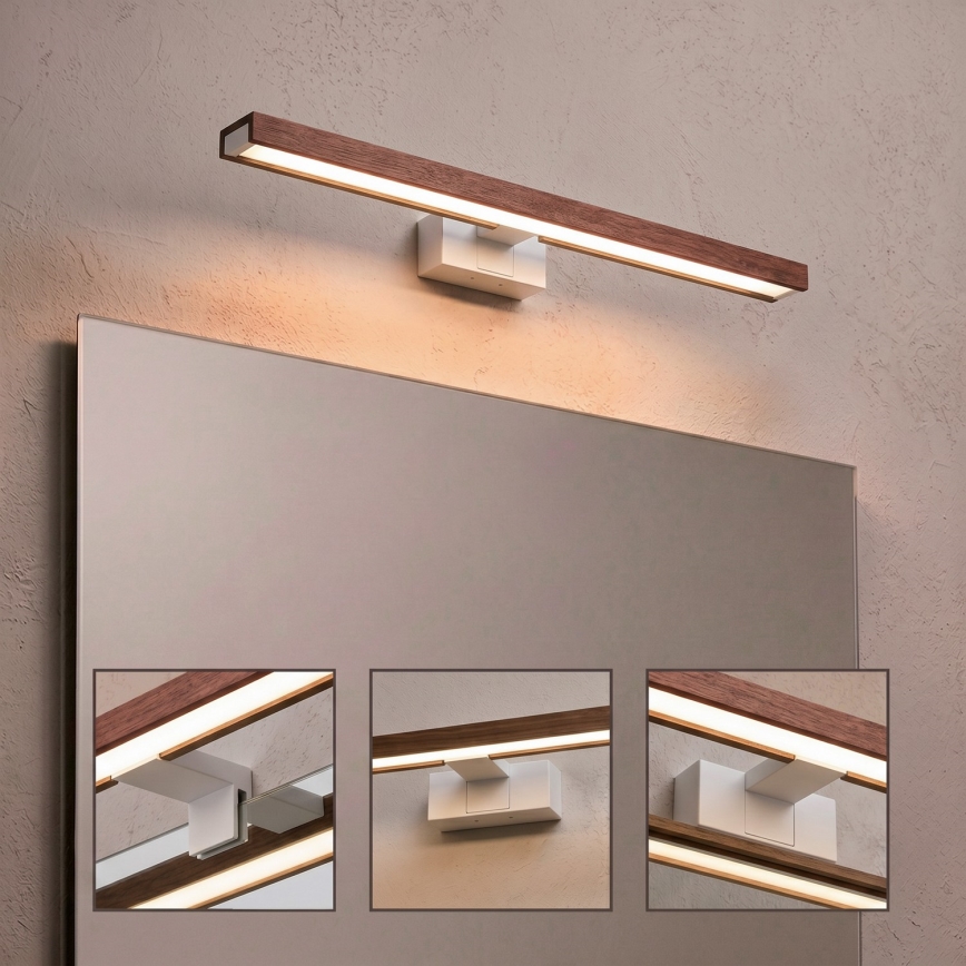 Brilagi - LED-kylpyhuoneen peilivalaisin 3-in-1 WOODY MIRROR LED/12W/230V 60 cm IP44 valkoinen/tammi-kirsikka