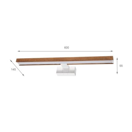 Brilagi - LED-kylpyhuoneen peilivalaisin 3-in-1 WOODY MIRROR LED/12W/230V 60 cm IP44 valkoinen/tammi-kirsikka