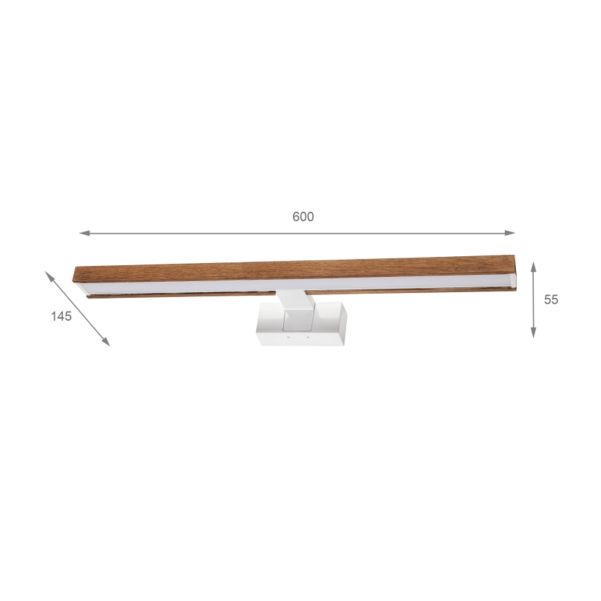 Brilagi - LED-kylpyhuoneen peilivalaisin 3-in-1 WOODY MIRROR LED/12W/230V 60 cm IP44 valkoinen/tammi-kirsikka