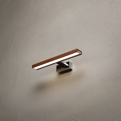 Brilagi - WOODY MIRROR 3-in-1 LED-kylpyhuonepeilivalaisin 8W/230V 40 cm IP44 kiiltävä kromi/tammi-kirsikka