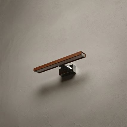 Brilagi - WOODY MIRROR 3-in-1 LED-kylpyhuonepeilivalaisin 8W/230V 40 cm IP44 kiiltävä kromi/tammi-kirsikka