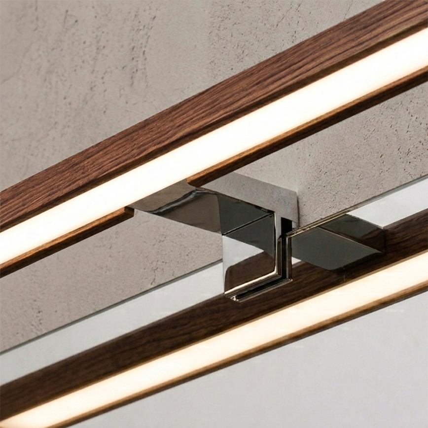 Brilagi - WOODY MIRROR 3-in-1 LED-kylpyhuonepeilivalaisin 8W/230V 40 cm IP44 kiiltävä kromi/tammi-kirsikka