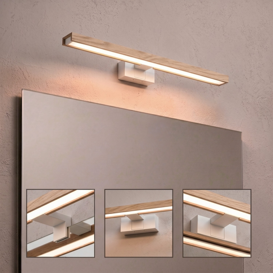 Brilagi - LED-kylpyhuonepeilin valaistus 3-in-1 WOODY MIRROR LED/12W/230V 60 cm IP44 valkoinen/tammi