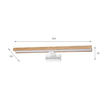 Brilagi - LED-kylpyhuonepeilin valaistus 3-in-1 WOODY MIRROR LED/12W/230V 60 cm IP44 valkoinen/tammi