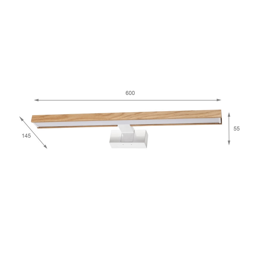 Brilagi - LED-kylpyhuonepeilin valaistus 3-in-1 WOODY MIRROR LED/12W/230V 60 cm IP44 valkoinen/tammi