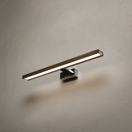 Brilagi - WOODY MIRROR 3-in-1 LED-kylpyhuonepeilin valaistus LED/12W/230V 60 cm IP44 kiiltävä kromi/tammi/pähkinä