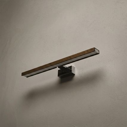 Brilagi - WOODY MIRROR 3-in-1 LED-kylpyhuonepeilin valaistus LED/12W/230V 60 cm IP44 kiiltävä kromi/tammi/pähkinä