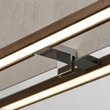 Brilagi - WOODY MIRROR 3-in-1 LED-kylpyhuonepeilin valaistus LED/12W/230V 60 cm IP44 kiiltävä kromi/tammi/pähkinä