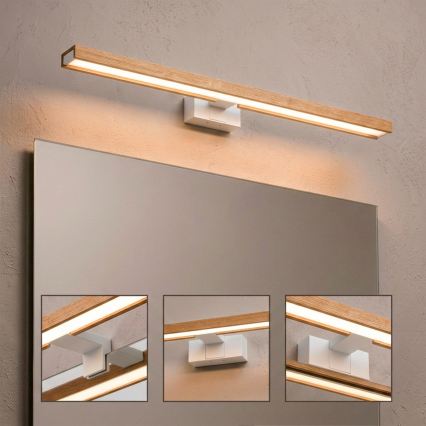 Brilagi - LED-kylpyhuonepeilin valaistus 3-in-1 WOODY MIRROR LED/15W/230V 80 cm IP44 valkoinen/tammi