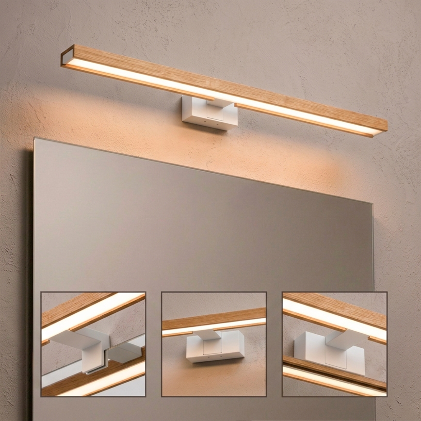 Brilagi - LED-kylpyhuonepeilin valaistus 3-in-1 WOODY MIRROR LED/15W/230V 80 cm IP44 valkoinen/tammi