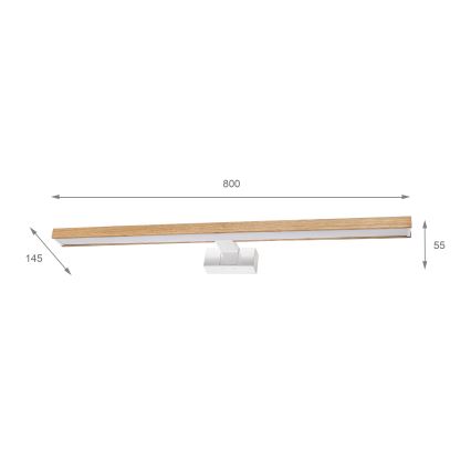 Brilagi - LED-kylpyhuonepeilin valaistus 3-in-1 WOODY MIRROR LED/15W/230V 80 cm IP44 valkoinen/tammi