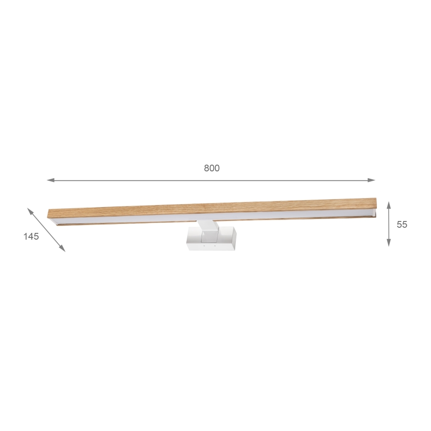 Brilagi - LED-kylpyhuonepeilin valaistus 3-in-1 WOODY MIRROR LED/15W/230V 80 cm IP44 valkoinen/tammi