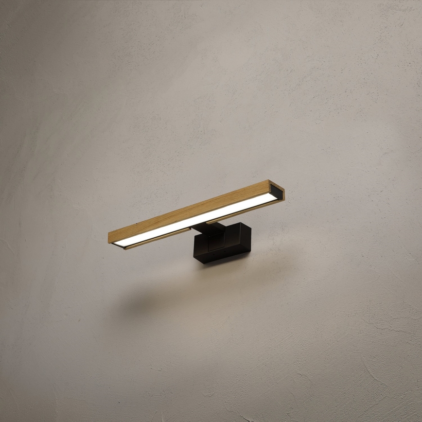 Brilagi - WOODY MIRROR 3-in-1 LED-kylpyhuonepeilavalaisin LED/8W/230V IP44 musta/tammi