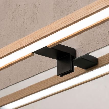 Brilagi - WOODY MIRROR 3-in-1 LED-kylpyhuonepeilavalaisin LED/8W/230V IP44 musta/tammi