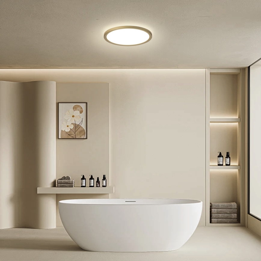 Brilagi - LED-kylpyhuoneen kattovalaisin ULTRA SLIM LED/12W/230V Ø 22,5 cm kultainen IP54