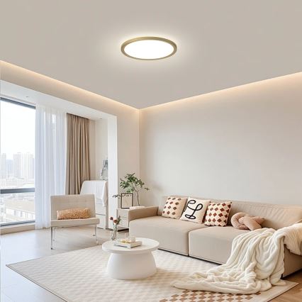 Brilagi - LED-kylpyhuoneen kattovalaisin ULTRA SLIM LED/12W/230V Ø 22,5 cm kultainen IP54