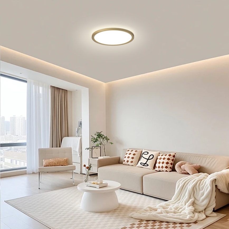 Brilagi - LED-kylpyhuoneen kattovalaisin ULTRA SLIM LED/12W/230V Ø 22,5 cm kultainen IP54