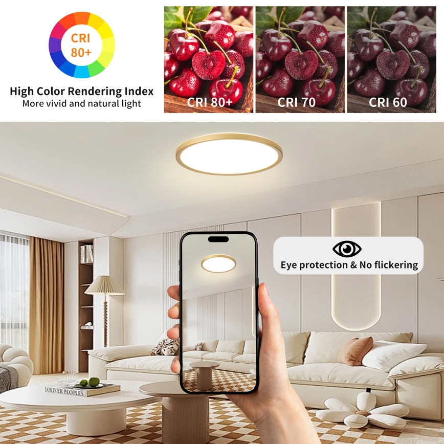 Brilagi - LED-kylpyhuoneen kattovalaisin ULTRA SLIM LED/24W/230V halkaisija 42 cm kultainen IP54