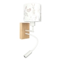 Brilagi - LED Lasten joustava seinälamppu BOBO WOOD 1xE27/25W/230V + LED/3W tammi/valkoinen/pupukuosi