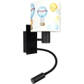 BRILAGI - LED Lasten joustava seinävalaisin BOBO 1xE27/25W/230V + LED/3W musta/valkoinen/eläinaiheinen