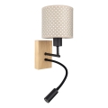 Brilagi - LED lasten joustava seinävalaisin BOBO WOOD 1xE27/25W/230V + LED/3W tammi/musta/beige/pilkullinen