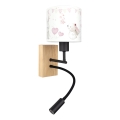Brilagi - LED lasten joustava seinävalaisin BOBO WOOD 1xE27/25W/230V + LED/3W tammi/musta/kerma/pupukuosi