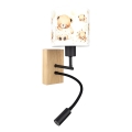 Brilagi - LED Lasten joustava seinävalaisin BOBO WOOD 1xE27/25W/230V + LED/3W tammi/musta/valkoinen/nallet