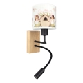 Brilagi - LED Lasten joustava seinävalaisin BOBO WOOD 1xE27/25W/230V + LED/3W tammi/musta/valkoinen/vaaleanpunainen/keijut