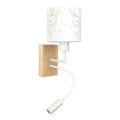 Brilagi - LED lasten joustava seinävalaisin BOBO WOOD 1xE27/25W/230V + LED/3W tammi/valkoinen/pupukuosi