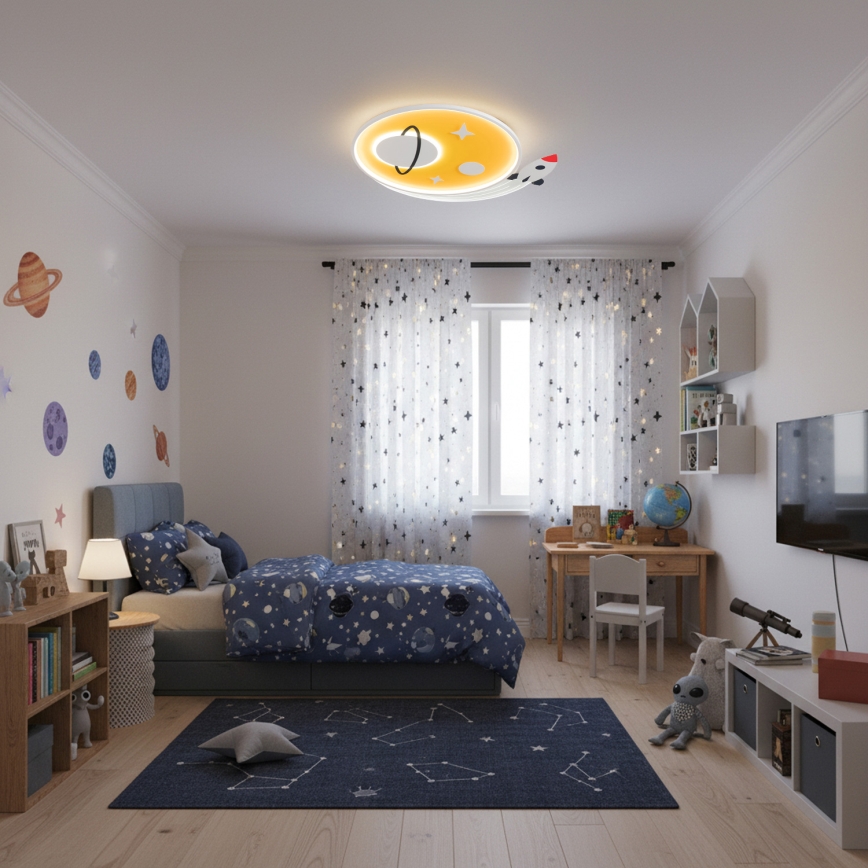 Brilagi -LED Lasten kattovalaisin STARSHIP LED/64W/230V 3000/4500K keltainen
