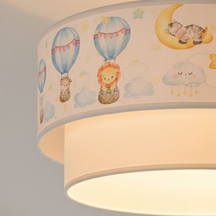 Brilagi-LED Lasten pinta-asennettava BOBO-kattovalaisin 1xE27/60W/230V halkaisija 40 cm valkoinen/beige/eläinaiheinen
