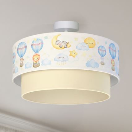 Brilagi-LED Lasten pinta-asennettava BOBO-kattovalaisin 1xE27/60W/230V halkaisija 40 cm valkoinen/beige/eläinaiheinen