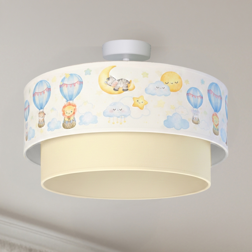 Brilagi-LED Lasten pinta-asennettava BOBO-kattovalaisin 1xE27/60W/230V halkaisija 40 cm valkoinen/beige/eläinaiheinen