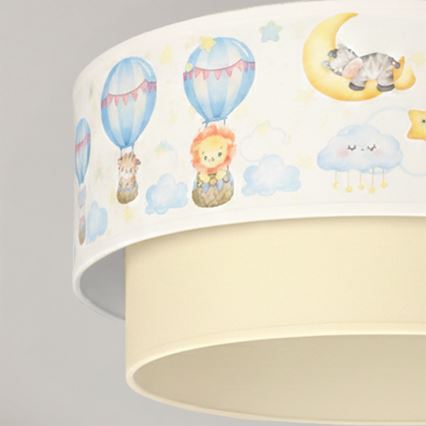 Brilagi-LED Lasten pinta-asennettava BOBO-kattovalaisin 1xE27/60W/230V halkaisija 40 cm valkoinen/beige/eläinaiheinen