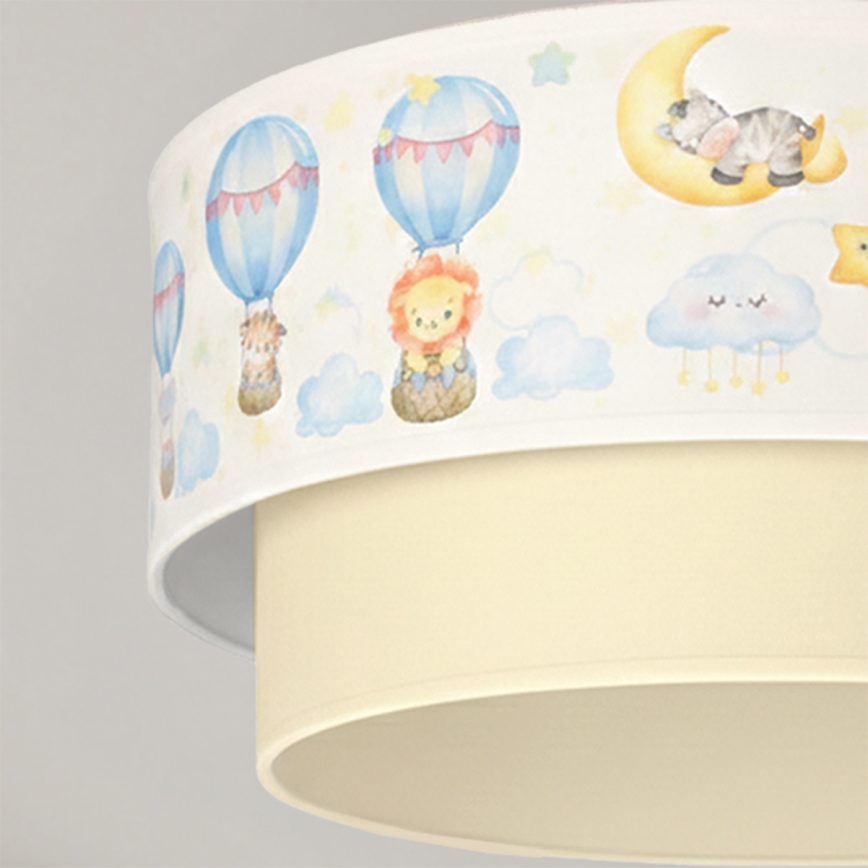 Brilagi-LED Lasten pinta-asennettava BOBO-kattovalaisin 1xE27/60W/230V halkaisija 40 cm valkoinen/beige/eläinaiheinen