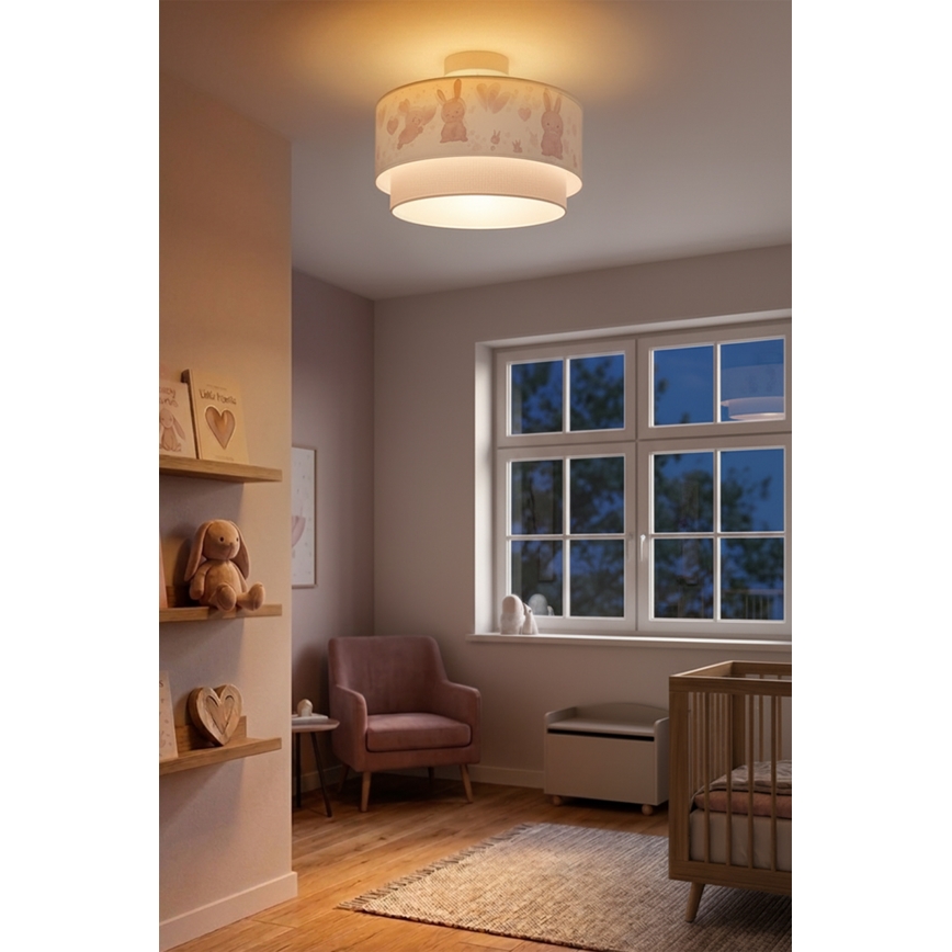 Brilagi - LED Lasten pinta-asennettava kattovalaisin BOBO 1xE27/60W/230V halkaisija 40 cm kerma/harmaa/pupukuviolla