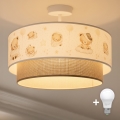 Brilagi-LED Lasten pintakiinnitteinen kattovalaisin BOBO 1xE27/60W/230V halkaisija 40 cm valkoinen/beige/nalle