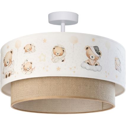 Brilagi-LED Lasten pintakiinnitteinen kattovalaisin BOBO 1xE27/60W/230V halkaisija 40 cm valkoinen/beige/nalle