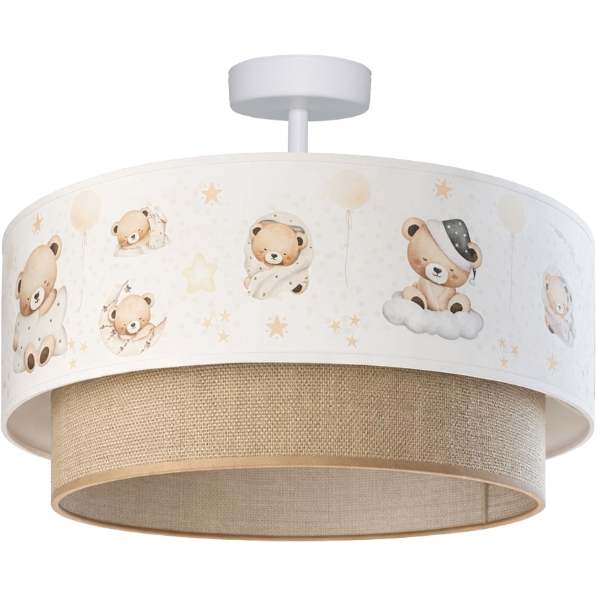 Brilagi-LED Lasten pintakiinnitteinen kattovalaisin BOBO 1xE27/60W/230V halkaisija 40 cm valkoinen/beige/nalle
