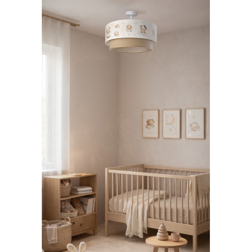 Brilagi-LED Lasten pintakiinnitteinen kattovalaisin BOBO 1xE27/60W/230V halkaisija 40 cm valkoinen/beige/nalle