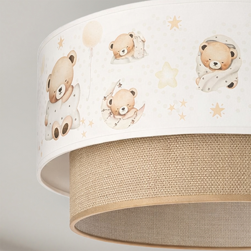 Brilagi-LED Lasten pintakiinnitteinen kattovalaisin BOBO 1xE27/60W/230V halkaisija 40 cm valkoinen/beige/nalle