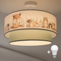 Brilagi-LED Lasten plafondi BOBO 1xE27/60W/230V halkaisija 40 cm valkoinen/vihreä/eläinkuviollinen