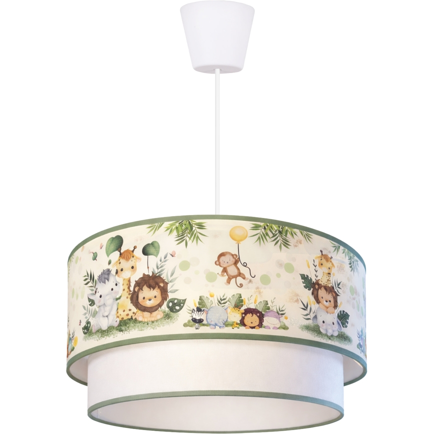 Brilagi - LED-lastenkattovalaisin BOBO, johdollinen, 1xE27/10W/230V, halkaisija 40 cm, kerma/vihreä/viidakko